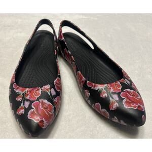 Crocs Women’s Size 9 Flats Eve Slingback Slip On Floral Ballet Shoes Comfort
